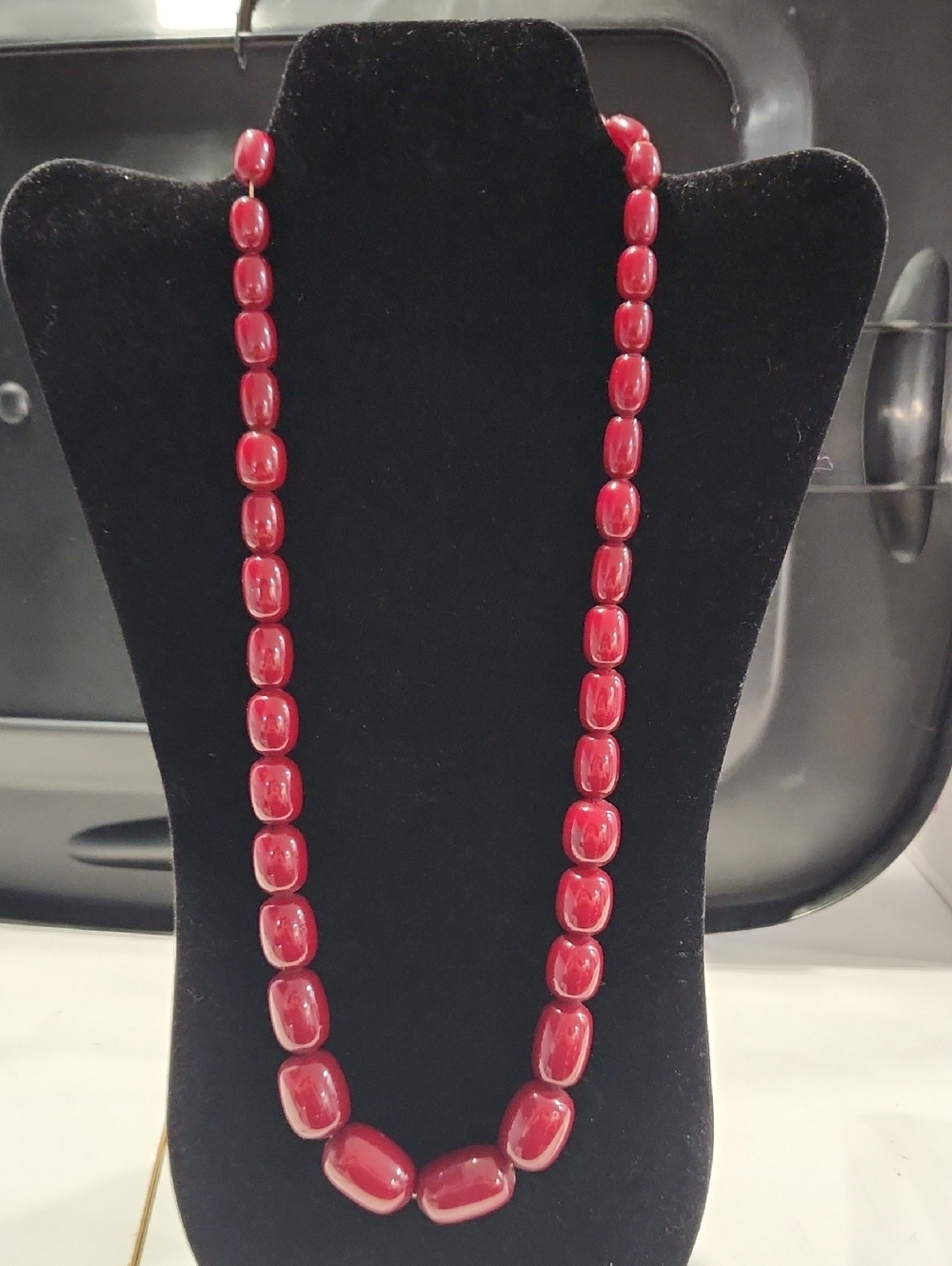 Vintage Red Bead Strand Necklace